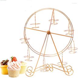 Bakvormen Gereedschappen Sweettreats 8-kops metalen roterend reuzenrad Cupcake- en dessertstandaardhouder Verchroomde afwerking Bijgewerkte decoratie Feest