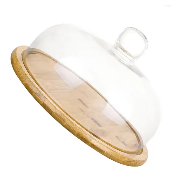 Ustensiles de cuisson Plateau Cloche à fromage Couvercle de serveur Porte-nourriture Présentoir en bois Plaque à gâteau Plateau de service rond Dôme Dessert Cupcake en bambou