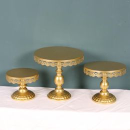 Bakware gereedschap bruiloft gouden cake stands sets s m l kanten high feet verjaardagsfeestje dessert gebakjes cupcake borden lade voor