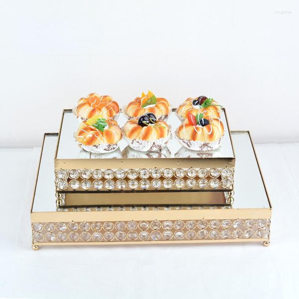 Ustensiles de cuisson Fournitures de mariage Disposition de la scène Table à dessert Plateau à bonbons en cristal Présentoir à gâteau aux fruits en verre