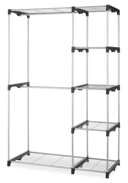 Outils de mise en couverture Whitmor Double Rod Closet System Metal avec des connecteurs en résine argent et noir