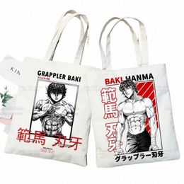 Baki Sacs à main Toile The Grr Anime Tote Bag Boutique Voyage Eco Réutilisable Baki Hanma Épaule Yujiro Hanma Shopper Sacs y78Y #