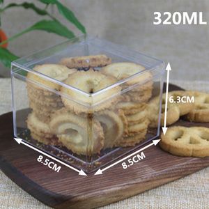 Boîtes d'emballage de biscuits et de biscuits, récipient carré en plastique transparent pour bonbons au chocolat sucré