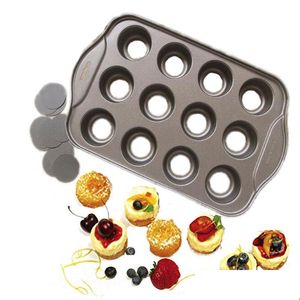 Bakgerechten pannen anti -stick mini cheesecake pan 12 kopje verwijderbare metalen ronde cake cupcake muffin oven vorm mal voor bakware desse dhkrz