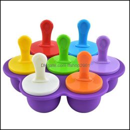 Baking Mods 7-Hole Diy Ice Cream Pops Mini Sile Mold Food Grade Baby Fruit Shake Reutilizable Popsicle Home Kitchen Tools Dro Ffshop2001 Dhfvd