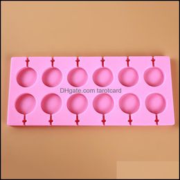 Bakken Mods Lollipop Mod 12 Gaten Sile Mold DIY Chocolade Cookie Candy Maker Dienblad voor Party Kinderen met Sticks Drop Levering 2021 Bakvormen