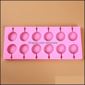 Bakken Mods Lollipop Mod 12 Gaten Sile Mold DIY Chocolade Cookie Candy Maker Dienblad voor Party Kinderen met Sticks Drop Levering 2021 Bakvormen