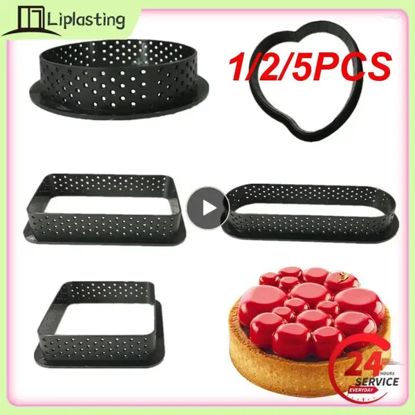 Moules de cuisson 1/2/5 pièces Mini anneau de tarte outils de gâteau moule à tartelette ustensiles de cuisson cercle coupe tarte décor perforé cuisine domestique