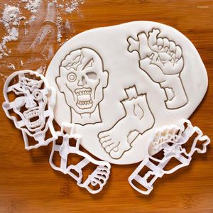 Bakvormen 1/3 stks Halloween Zombie Cookie Cutter Hand Voet Pompoen Schimmel Biscuit Stempel Kid Tool Levert