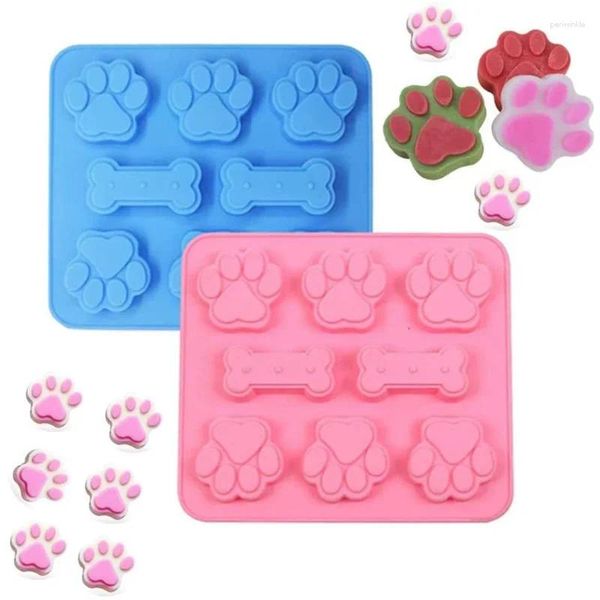 Moules de cuisson 1 pack Adorable Piws Paws Silicone Moule de chocolarité Cableau de chandelle Puppy et os Accessoires de plateau de glace