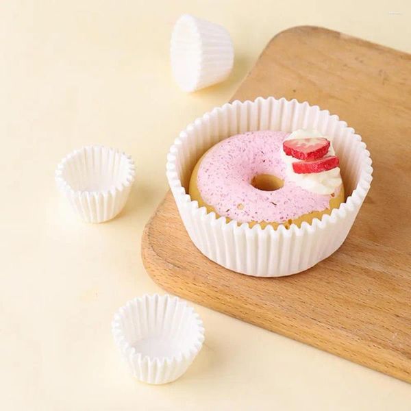 Moldes para hornear 1 juego Muffin Cup Grado alimenticio Impermeable A prueba de aceite Antiadherente Blanco Mini Cupcake Papel Liner Postre Herramienta Gadget de cocina