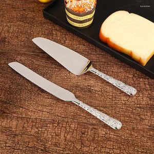 Moules de cuisson 1 Set Silver Cutlery Kirsite Rose Cake Knife Long Handle Phebe Luxury Royal Pizza Pizza Kitchen Tool Scarbing Table Voleille