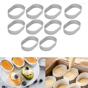 Moules de cuisson 10/5 pièces en alliage d'aluminium ovale Mousse fromage semi-cuit anneau oeuf tarte 100 pièces haute température huile papier gâteau coupe moule