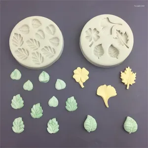 Moldes para hornear 10 cavidades Hojas de Ginkgo Hoja de trébol de arce Silicona Sugarcraft Molde Herramientas de resina Cupcake Fondant Decoración de pasteles