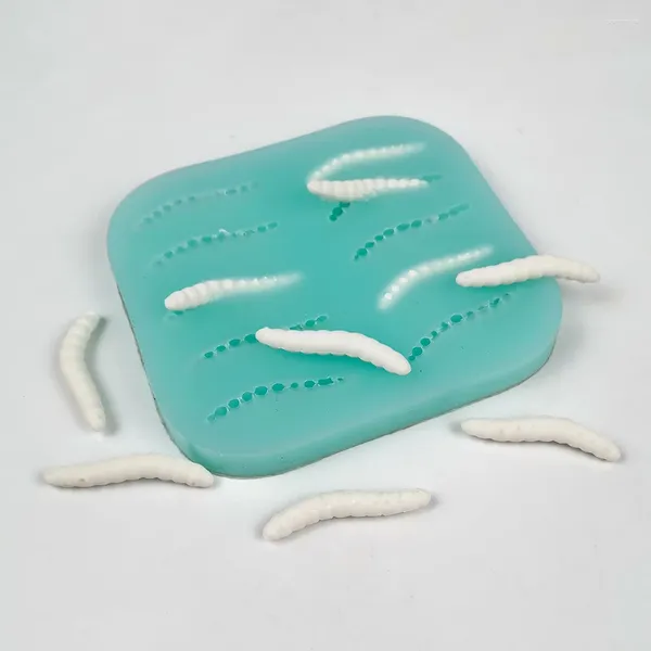 Moldes para hornear 10 agujeros molde de silicona 3D juguetes de engaño regal de grub grub molde de gusano para broma de alta calidad F5924