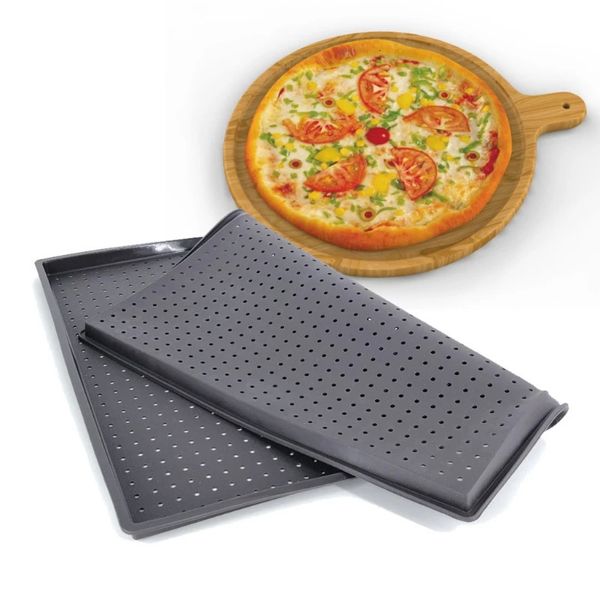 Moules de cuisson 10 pouces Flexible Silicone gâteau moule de cuisson Pan rectangulaire haute densité trou d'air antiadhésif Pizza pain grille-pain faisant moule plateau 231018