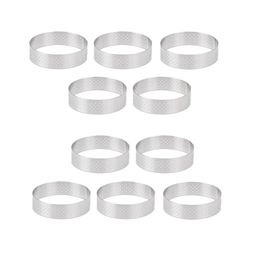 Bakvormen 10 pc's cirkelvormige roestvrijstalen taart ringtoren taart cake mal bakgereedschap geperforeerde cake mousse ring 8 cm 230217