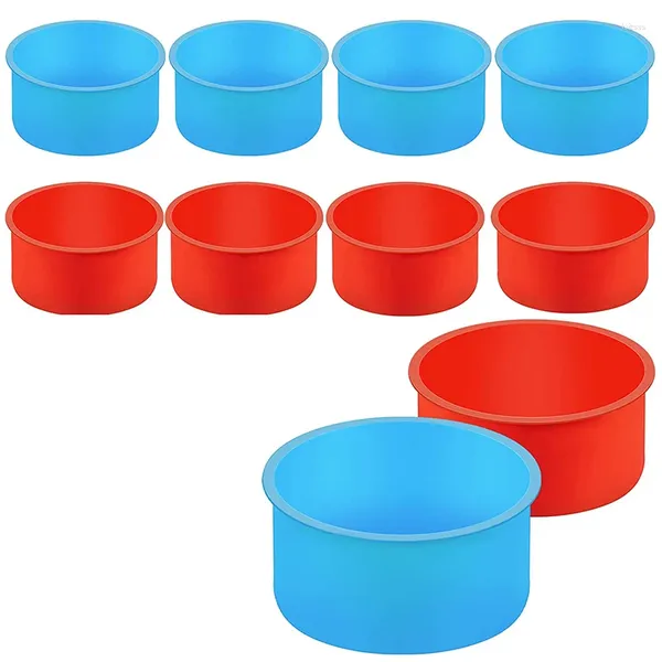 Moldes para hornear 10 piezas Molde de pastel de silicona Día de San Valentín Pan redondo 4 pulgadas Cocina para hornear Rojo Azul