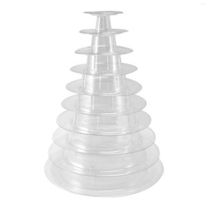 Bakvormen 10 tier cupcake houder staan ​​ronde macaron toren clear cake display rack voor bruiloft verjaardagsfeestje decor