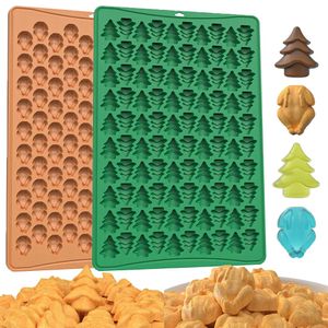 Bakvormen 100 holtes Kerstboom Siliconen Chocoladevorm Snoep Jelly Tool Huisdier Biscuit Ijsbakje Pasen Feest Turkije Snack Decor 231019