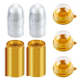 Moules de cuisson 100 pcs en plastique transparent mini cupcake boîte ronde mooncake dessert conteneur biscuits muffins dôme