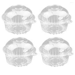 Moldes para hornear 100 piezas de plástico transparente Single Cupcake Cake Box Muffin Dome Holder