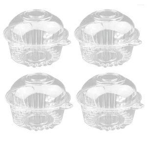 Moules de cuisson 100 pièces de plastique transparent simple cupcake gâteau boîte muffin dôme support