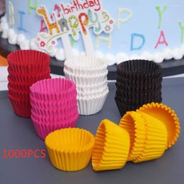 Moldes para hornear 1000 unids Mini Chocalate Cupcake Liners Anti-Oil Paper Cup Muffin Cake Cases Accesorios de decoración de color sólido