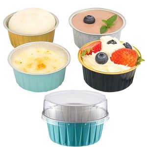 Bakvormen 100 stuks 125 ml aluminiumfolie wegwerp cakebakbekers puddingmousse dessert cupcake cakebekers met deksel gebak muffin cakevorm 231216