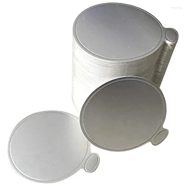 Moldes para hornear 100 unids 3.1 pulgadas Mini tableros de pastel de plata Círculos de cupcakes de cartón para pasteles de mousse Bandeja de exhibición de postres