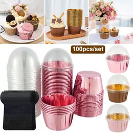 Moldes para hornear 100 unids Papel de aluminio Cupcake Liner Mini Tazas Resistente al calor Pequeño Muffin Pie Postre Contenedor Hogar Fiesta Pastel Suministros 231018