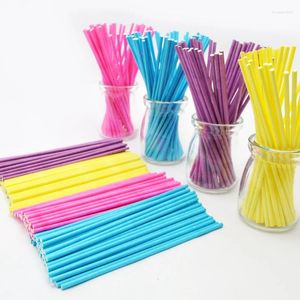 Bakvormen 100 stks Kleurrijke Lollipop Stok 15 CM Papen Cake Pop Sticks Voor Lollypop Snoep Chocolade Suiker Knuppel Pole handvat Staaf E020