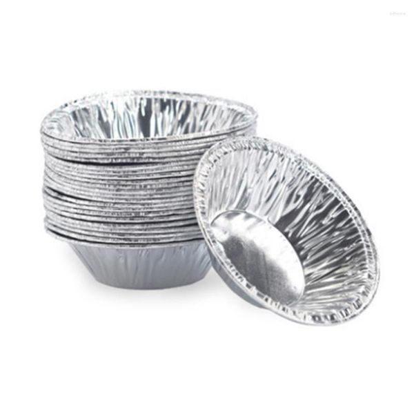 Moldes para hornear, 100 Uds., molde desechable para tartas de papel de aluminio, molde redondo para huevos, molde para galletas y magdalenas, herramientas de cocina, Mini olla para hornear