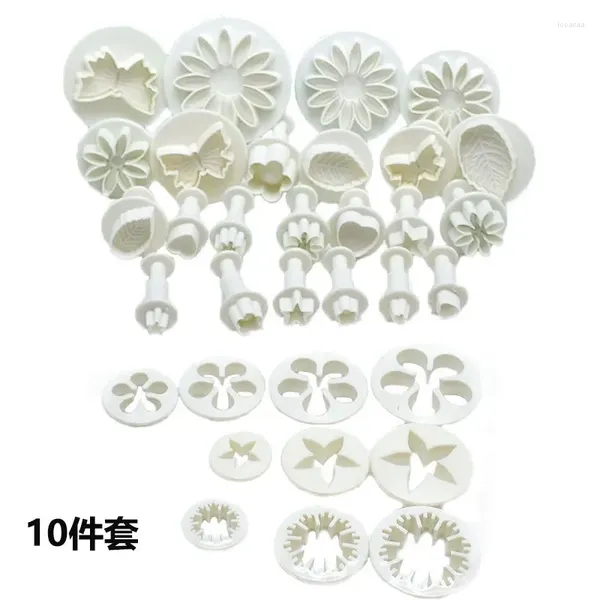 Moules de cuisson 100pcs Fondant Gâteau Moule Ensemble Plastique Printemps Gaufrage DIY Cookie Cutter Outils Décoration Écologique