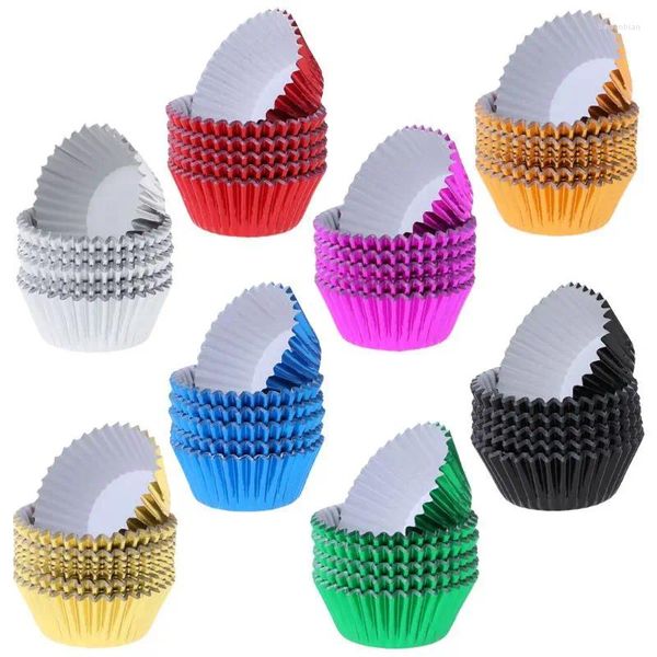 Moules de cuisson 100pcs Papier Cupcake Cup Aluminium Feuille Muffin Cups Liners Cupcakes pour C