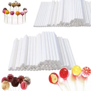 Moules de cuisson 100 pièces/ensemble en plastique sucette bâton sûr blanc gâteau Pop ventouse bâtons pour chocolat sucre bonbons Lollypop bricolage moule ustensiles de cuisson outil