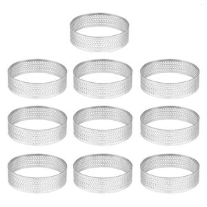 Baking Moulds 10Pcs 4.5cm Round Stainless Perforated Seamless Tart Ring Quiche Pan Pie With Hole Shell