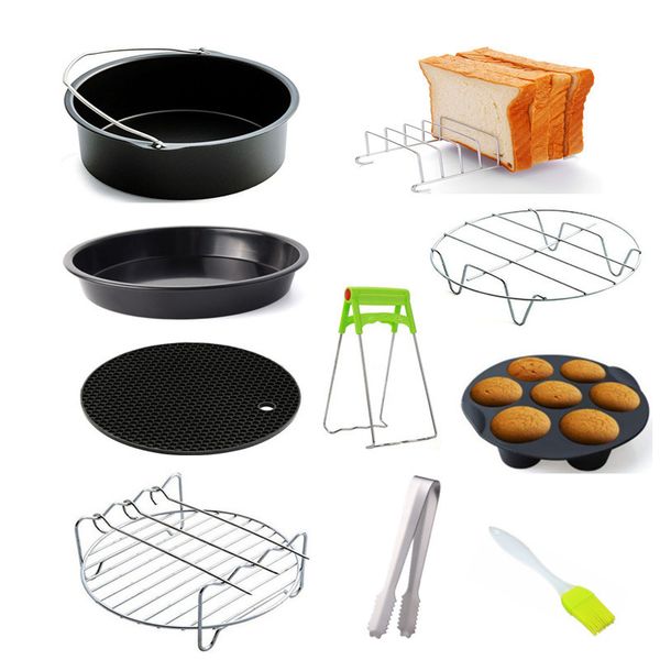 Moules de cuisson 10pcs AirFryer Accessoires Set 876 pouces Fit pour Airfryer Panier Pizza Plate Grill Pot Cuisine Cook Tool Party 230518