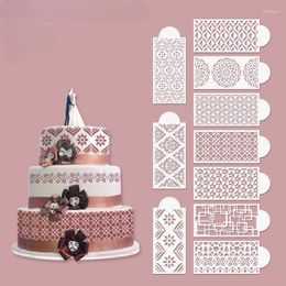 Moldes para hornear 10 unids fondant cake stencils malla relieve para decorar plástico spray molde boda galletas chocolate dibujo pintura