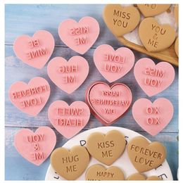 Moules de cuisson 10 pièces/ensemble 3D amour ABS outils saint valentin moules à biscuits Biscuit coeur