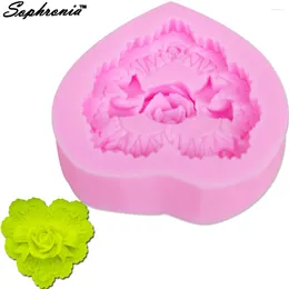 Bakvormen 10 stks/set rose liefde hart siliconen vorm chocolade cupcake mold kok maken mallen bloem m381 7 7.3 2.1 cm