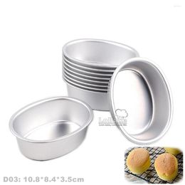 Moules de cuisson 10pcs Forme d'oeuf ovale ovale lisse Aluminium ALLIAGE MÉTALES CHAME PALLE MOLLE MINI MOULLE DE PAIN PUDER PUDDING MELNELL