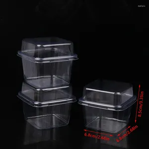 Moules de cuisson 10pcs boîtes à gâteaux carrées tranche boîte à dessert cupcake conteneur pour muffins pudding boulangerie bento fournitures de fête de mariage