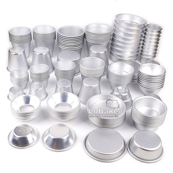 Moules de cuisson 10pcslot Diverses tasses conception moules à gâteau en alliage d'aluminium moule à cupcake au fromage moule à tarte à la gelée moule à pudding pour ustensiles de cuisson au four 230616