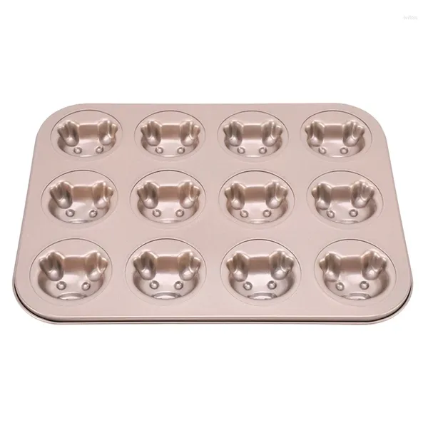 Moldes para hornear Juego de moldes para pasteles de 12 cavidades Material de acero al carbono antiadherente Muffin Pan Sartenes para pan de horno de cocina