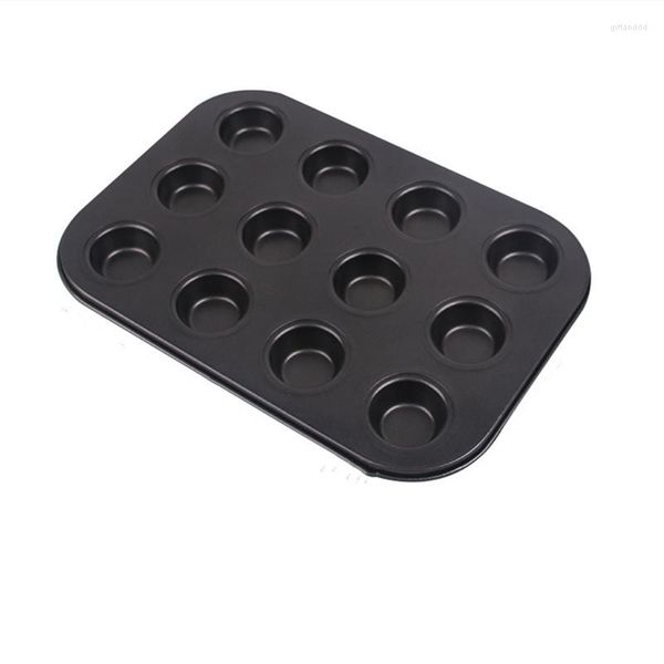 Moldes para hornear 12 tazas Cupcake Pan Muffin Bandeja Molde Acero al carbono Antiadherente Herramienta para hornear Galletas