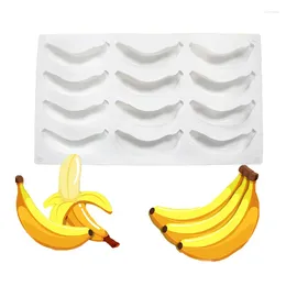 Bakvormen 12 holes 3D bananenvorm siliconen cake mal dessert dessertdeegvorm voor mousse decoratie pangereedschap