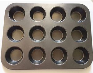 Moules de cuisson 12 boîtes à gâteau rondes en acier en acier en carbone à muffins non cachés en papier moule en papier et fournitures sont faciles à démouler