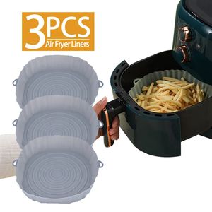 Moules de cuisson 123 pièces réutilisable friteuse à air Silicone Pot four plateau de cuisson Airfryer Silicone panier Pizza poulet frit gril tapis pour cuisine 231205