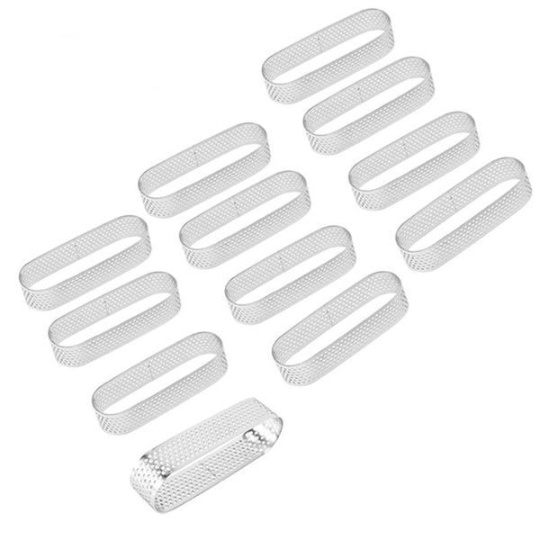 Moldes para hornear, 12 Uds., moldes ovalados para tartaletas, postre francés, Mousse, pastel de frutas, anillo para tarta, Quiche, molde para pastel, horneado en anillo de acero inoxidable